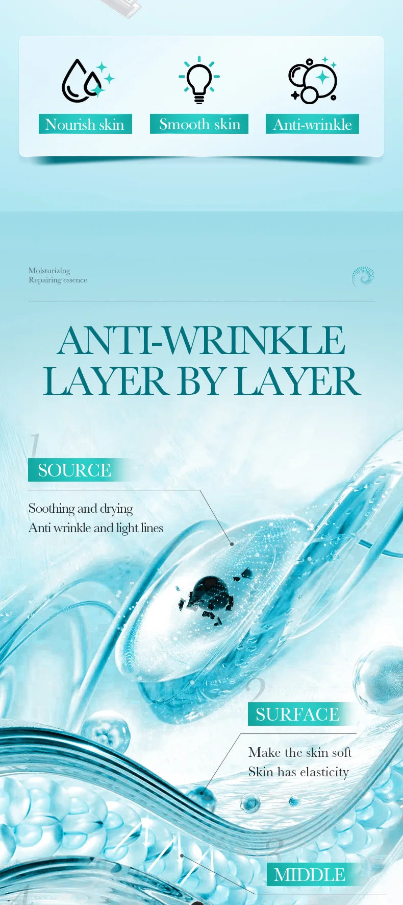 Retinol Vitamin C Hyaluronic Acid Serum for Face Moisturizing Firming Hydrating Facial Essence Face Skin Care